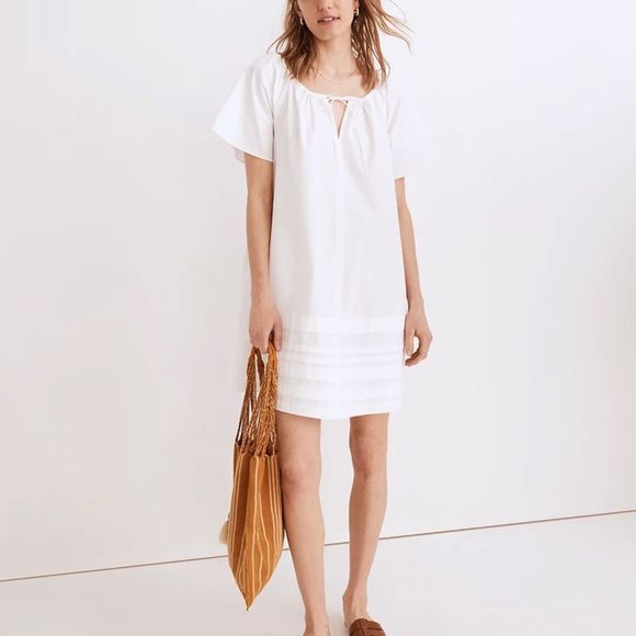 Madewell Poplin Flutter-Sleeve Pintuck Mini Dress - Picture 2 of 7